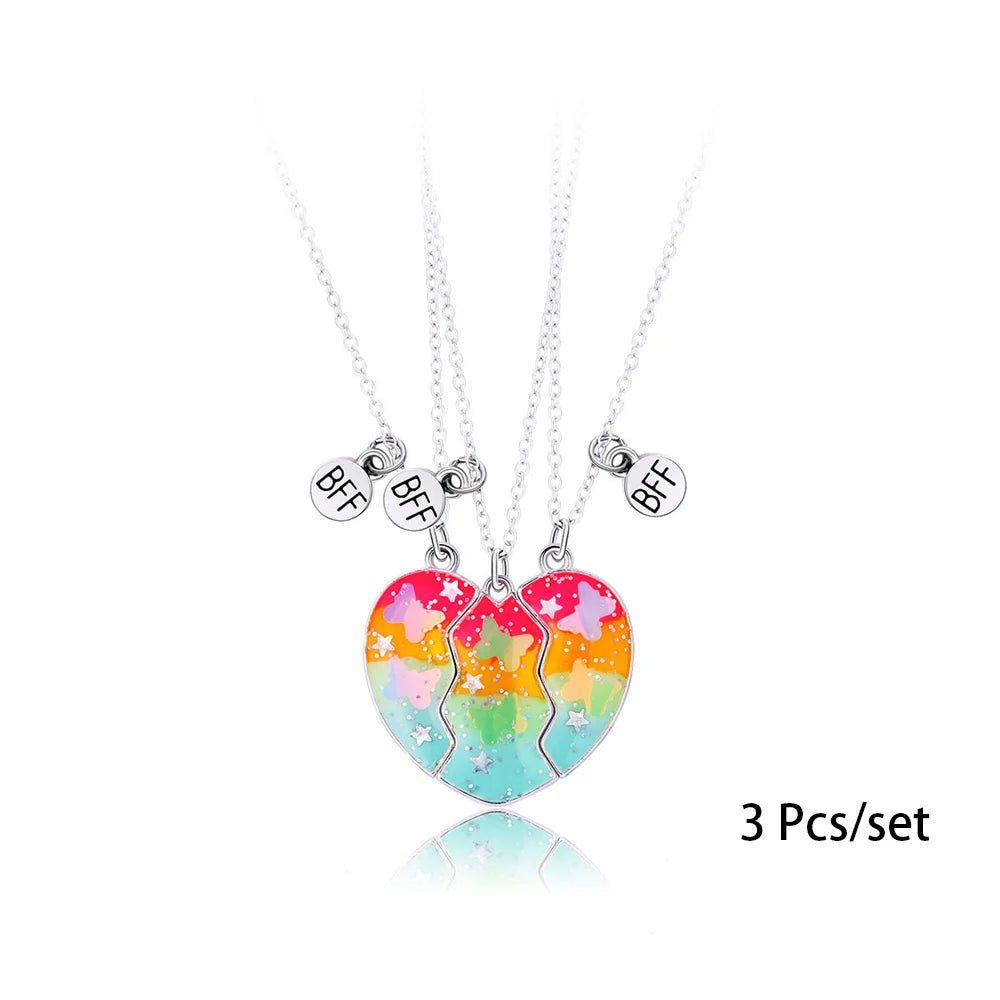 3 Pcs/set Best Friends Pendant Necklace For Woman Magnetic Adjustable Rainbow Daisy additional angle
