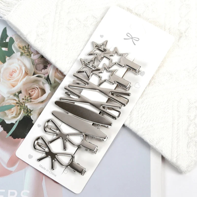 Y2K Duckbill Hairpin Sliver Metal Hair Clips Women Girls Personality Bangs Side Headwear Barrettes Hairclip Styling Accessories