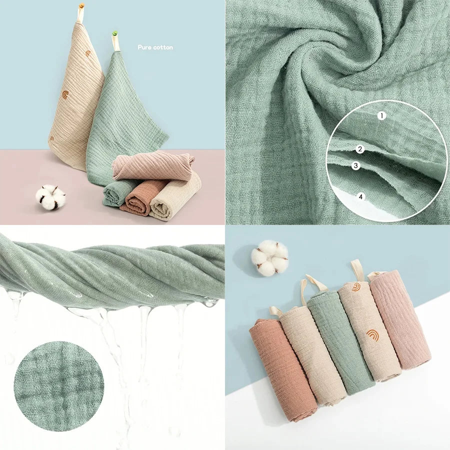 3/5 Pieces of Gauze Square Towels | Soft Cotton Baby Burp Cloths and Handkerchiefs lifestyle view