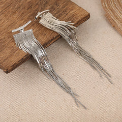 A Pair of Silvery Fashionable Tassel Earrings, Sexy and Elegant Earrings, Perfect Acce close-up view