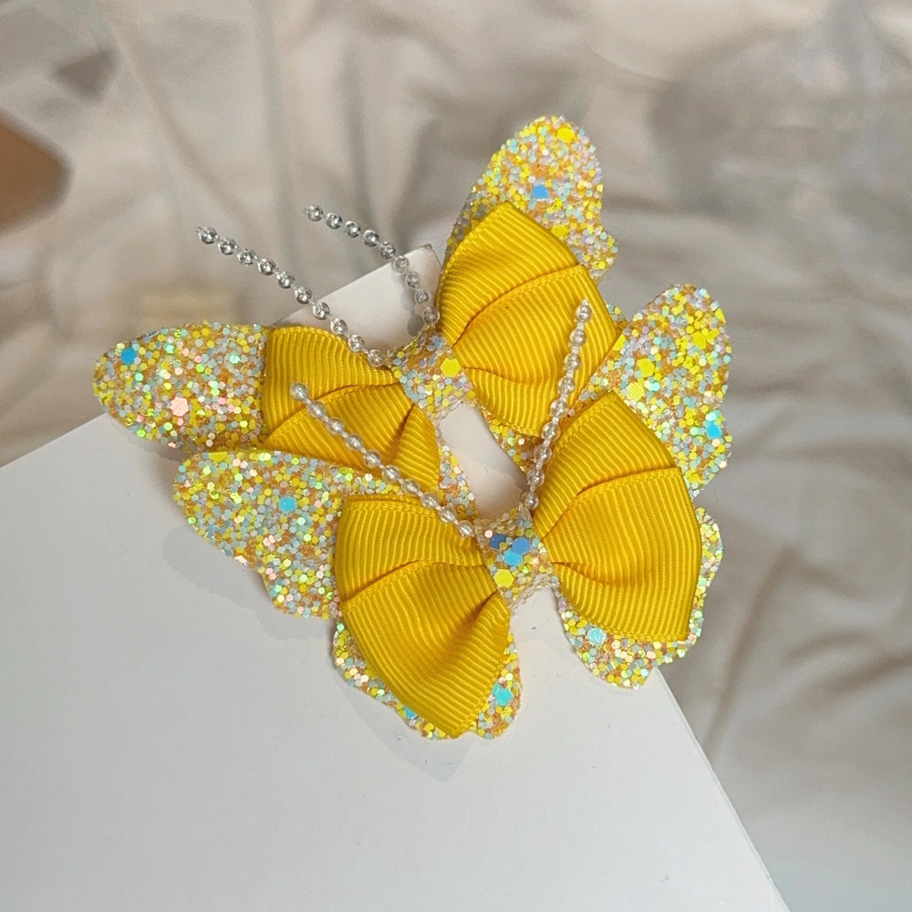 2 Pcs Fashion Rainbow Butterfly Hair Accessories Hair Clips Girls Sequin Hairpins Childr detail view