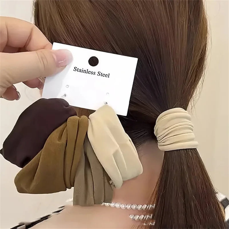 4 Set Solid Widen Thicken Hair Band Ropes Women Ponytail Holder Hair Tie Scrunchies Rubber Bands Kor