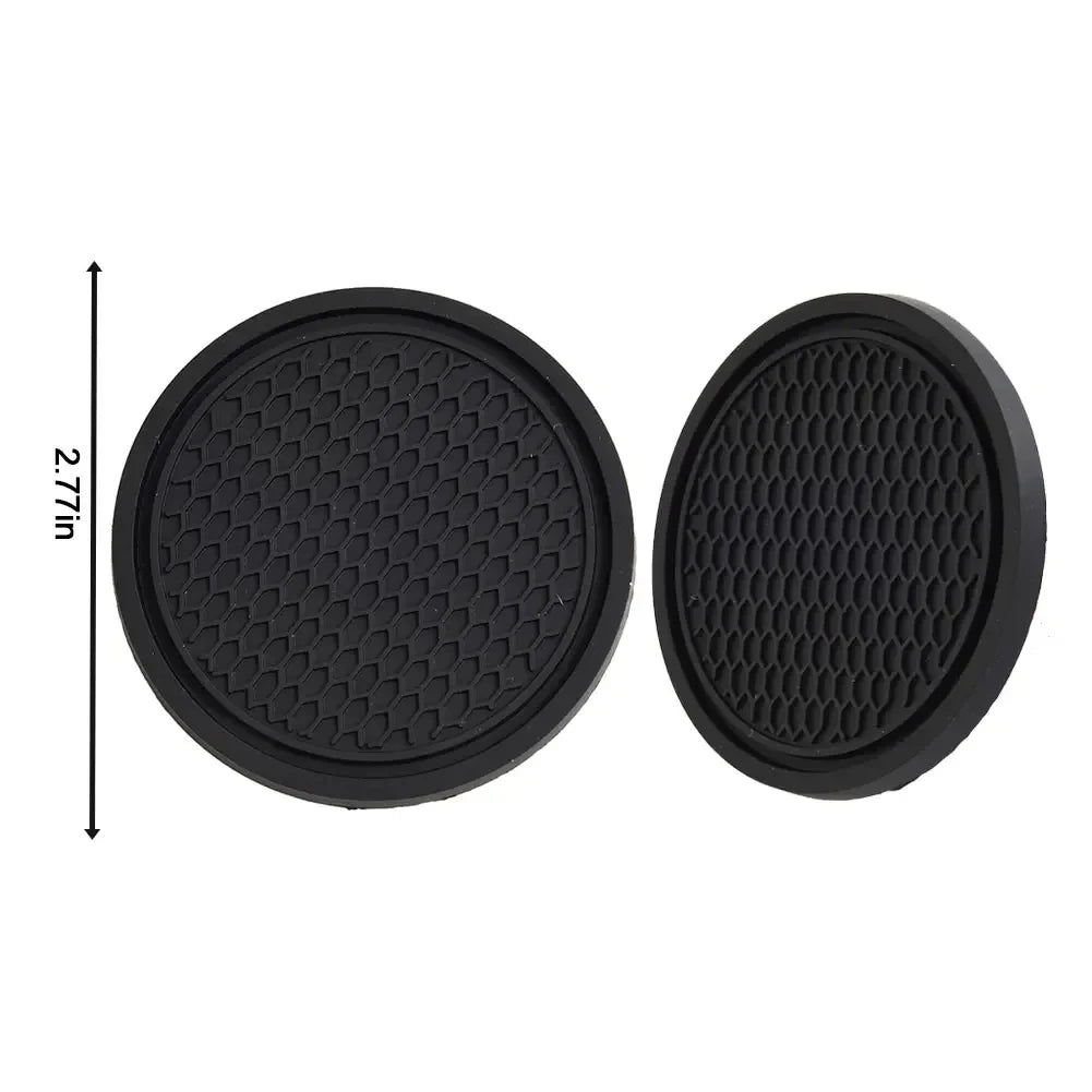 2pcs Black Car Cup Holder Anti Slip Coaster Pads | Universal Interior Accessories additional angle