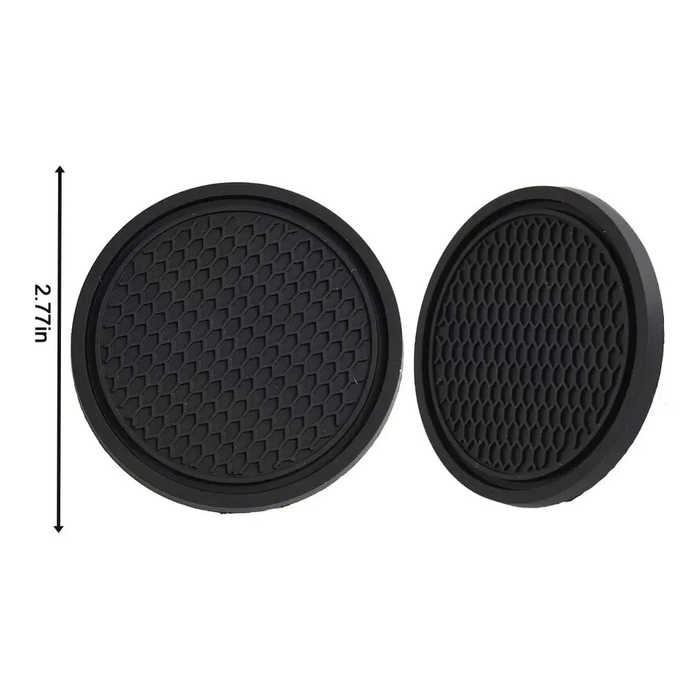 2pcs Black Car Cup Holder Anti Slip Coaster Pads | Universal Interior Accessories additional angle