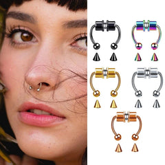 Stainless Steel Magnet Fake Nose Ring Hoop Fake Piercing Hoop Septum Rings For Women alternate view