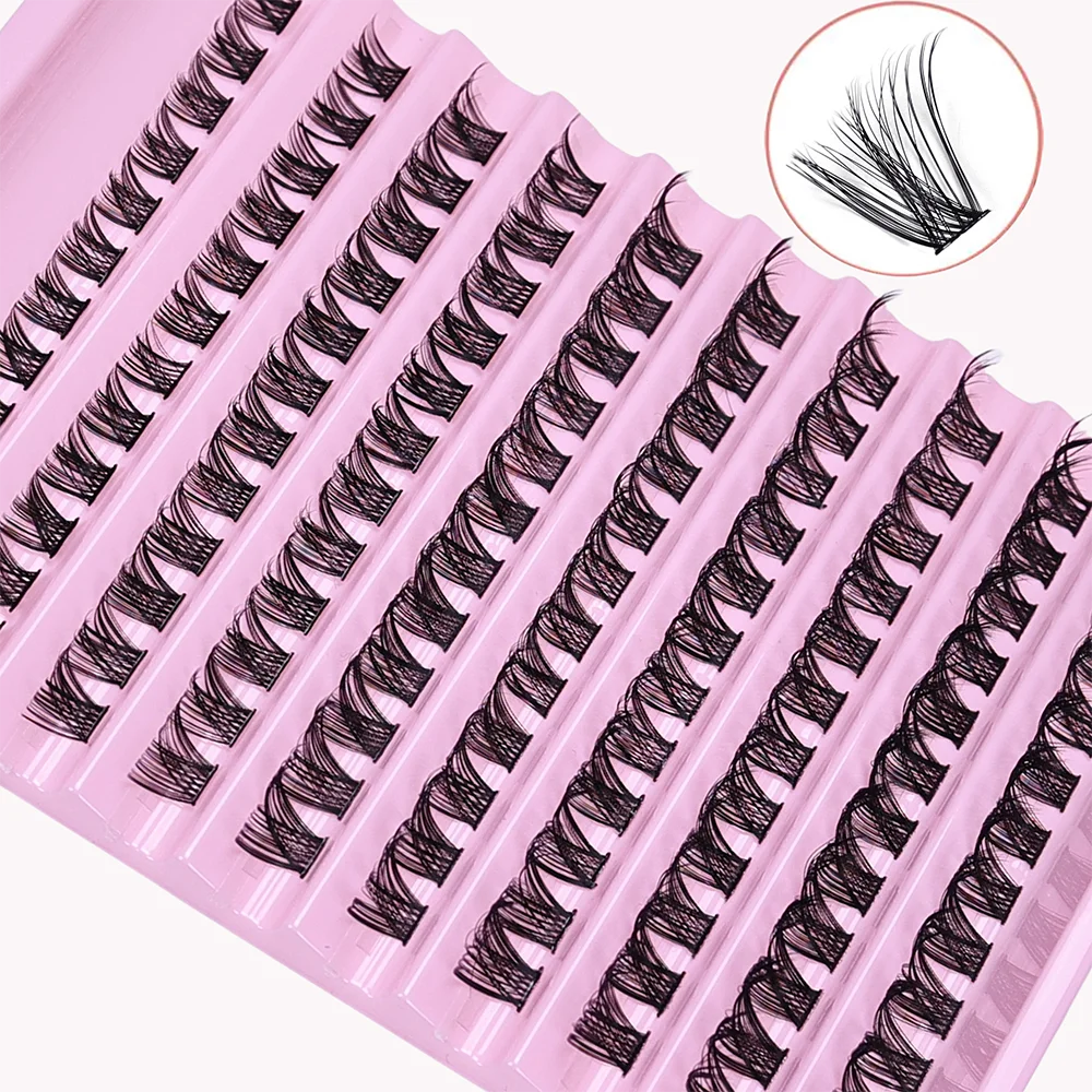 D Curl Mink Individual Cluster Lashes 120Pcs 8-16mm Mixed Size Full Volume Natural DIY Self-Graft La