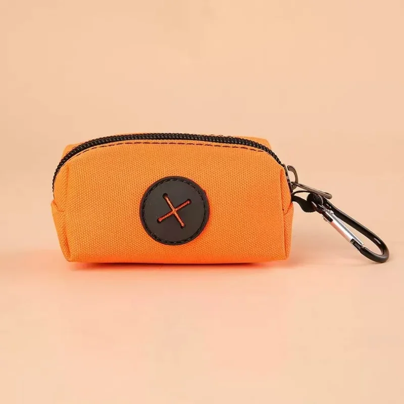 Canvas Dog Poop Bag Holder, Outdoor Pet Waste Bag Dispenser with Carabiner Clip, Anim lifestyle view
