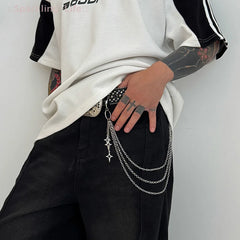 Retro Punk Cross Pendant Waist Chain | Unisex Hip Hop Jeans Keychain Accessory