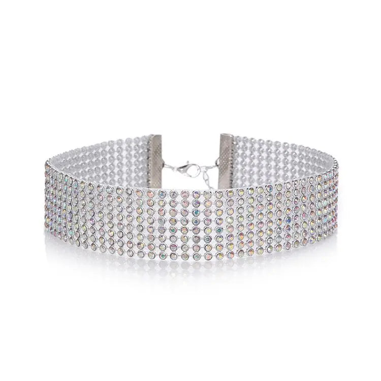 TOP Quality Cool Shiny Rhinestone Bundle Neck Popular Element Collar Necklace Punk Hi alternate view
