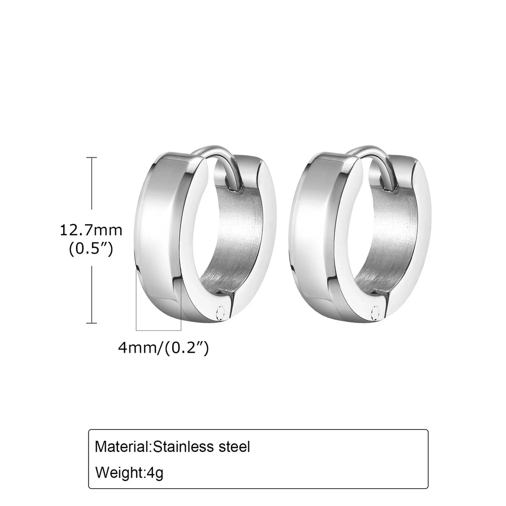 Men Hoop Earrings | Stainless Steel Small Huggies Earrings for Daily Wear alternate view