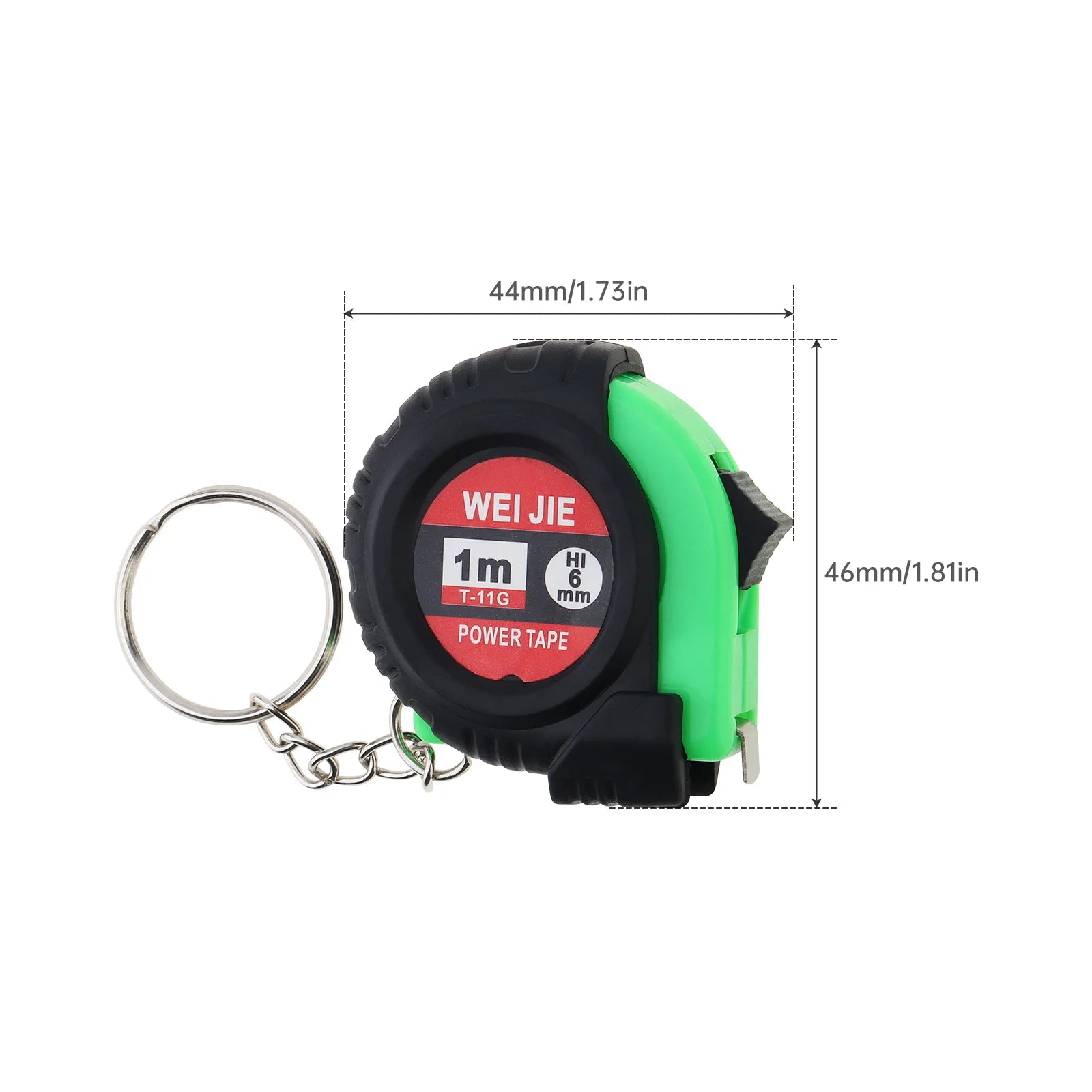 1pc/5pcs 3ft / 1m Green/Yellow Keychain Tape Measure for Quick Easy Measurements with Me detail view