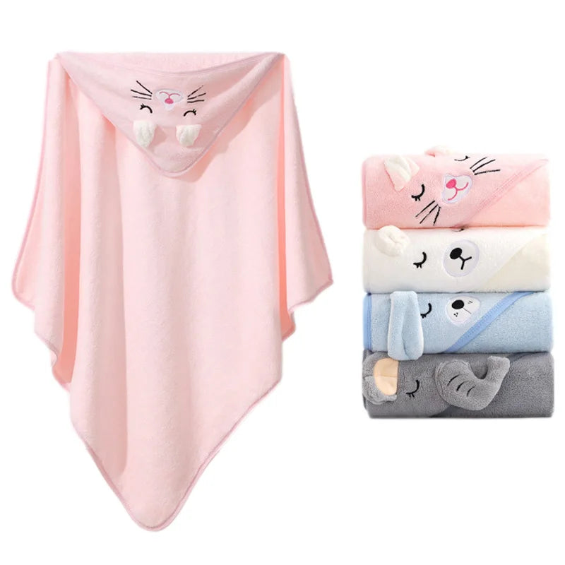 Cartoon Animal Baby Bath Towel | Soft Hooded Toddler Bathrobe for Boys Girls detail view
