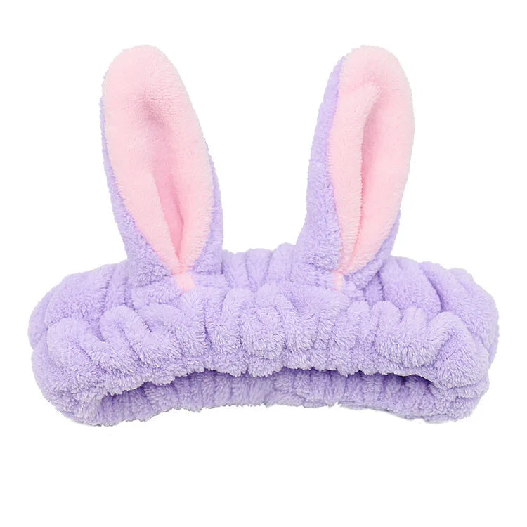 Cute Red Horns Elastic Hairbands for Women Wash Face Sport Soft Plush Rabbit Ears Hea alternate view