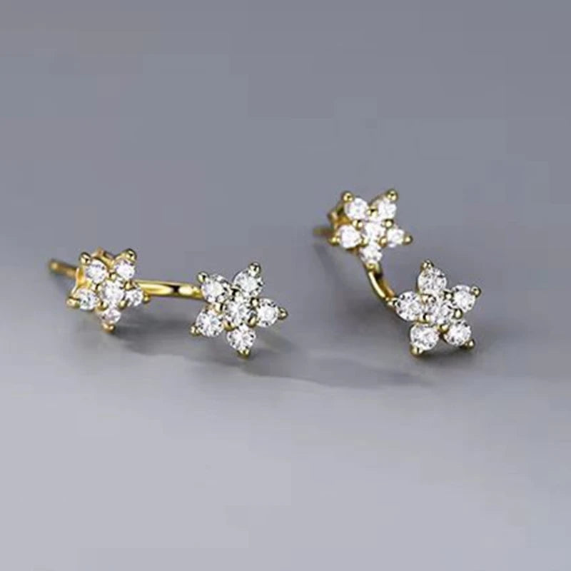2PCS Double Flower Stud Earring Womem Fashion Tragus Piercing Earring Cartilage Jewel lifestyle view