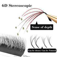 Winky Beauty 6D Wild Eyelashes Double-layer Camellia Eyelash Extensions, Premade Volume Fans Wispy 0.07 C/D Individual Lash