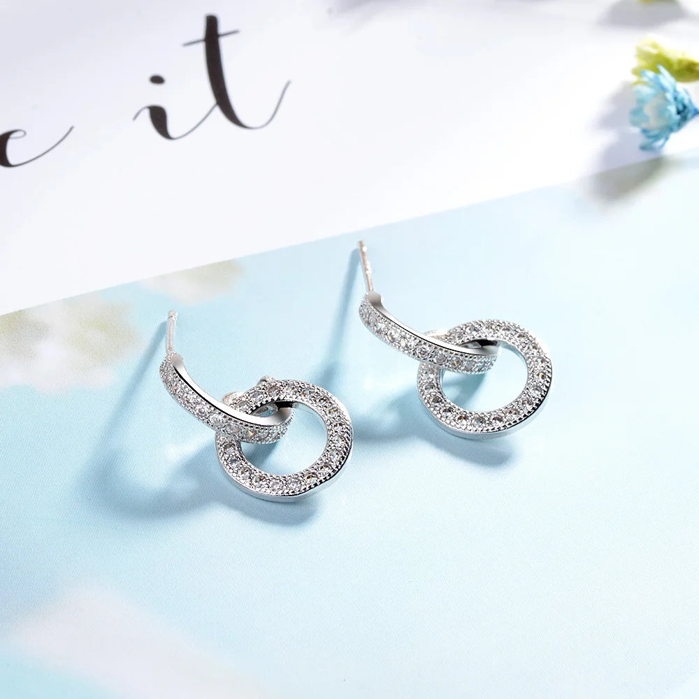 Moissanite Diamond Earrings 925 Sterling Silver D Color VVS1 Moissanite Classic Circle close-up view