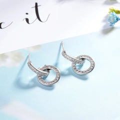 Moissanite Diamond Earrings 925 Sterling Silver D Color VVS1 Moissanite Classic Circle close-up view