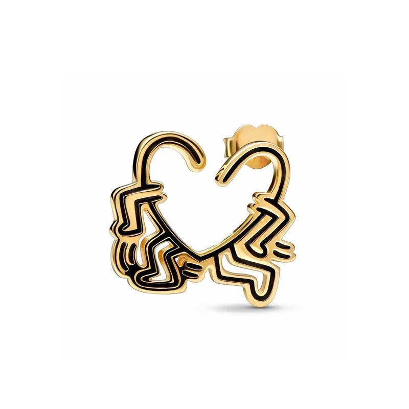 925 Sterling Silver Snowflake Heart Earrings | Fine Stud Earrings for Women close-up view