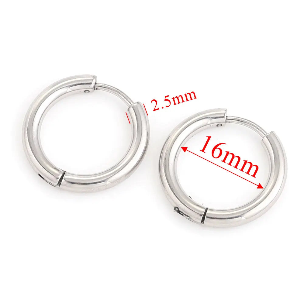 6pcs Stainless Steel Hoop Earrings Set | Hypoallergenic Korean Style Earrings for Women detail view