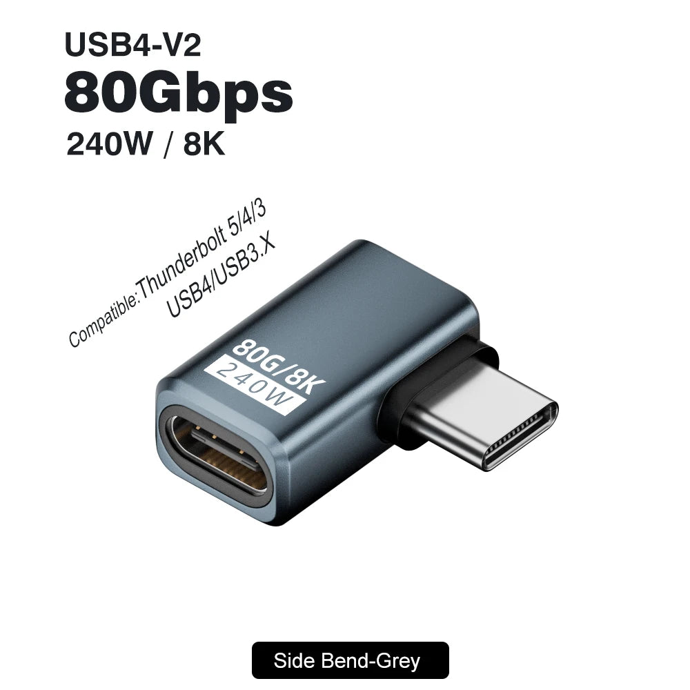 USB4 V2 90 Degree Type C Angle Adapter 80Gbps Thunderbolt 5 4 3 Elbow Adapter 240W US lifestyle view