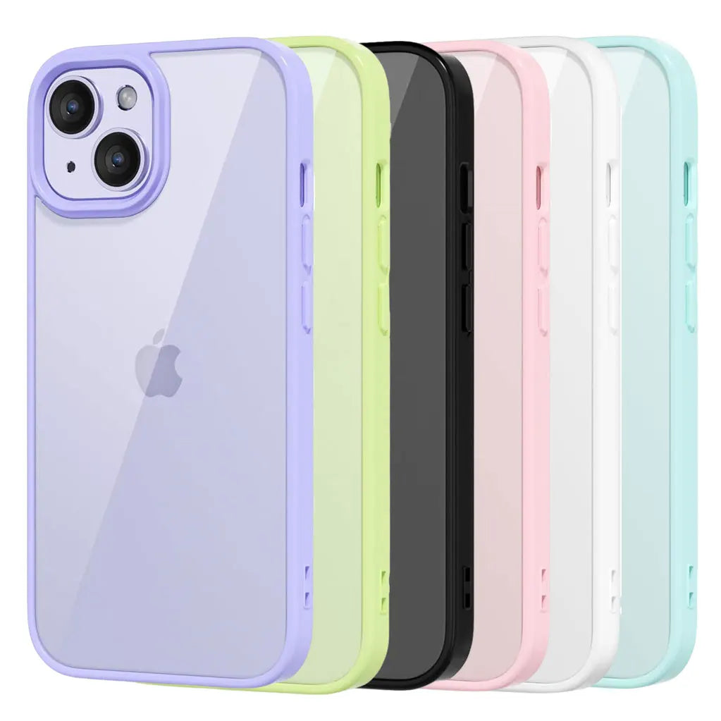 Colour Back Transparent Shockproof Phone Case for iPhone 16 15 14 13 12 11 Pro Max 7 8 Plus XR Xs 12