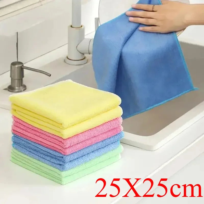 5/10/20pcs Kitchen Towel Ultra-fine Fiber Light Gray Cleaning Cloth Set Absorbent Sof lifestyle view