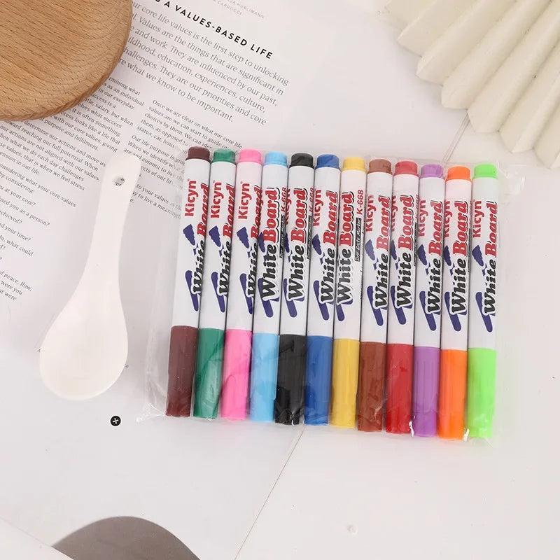 8/12 Colors Magical Water Floating Student Painting Brush Whiteboard Markers Pen Susp alternate view