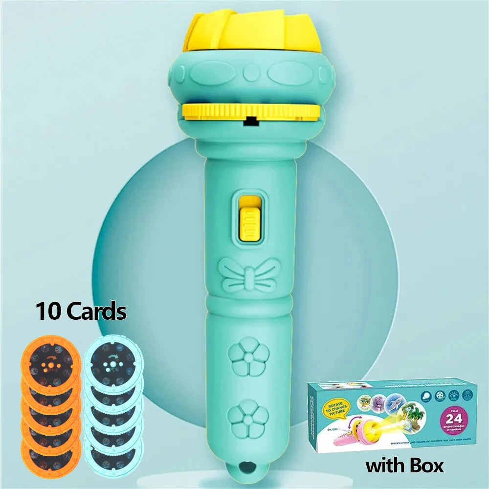 10 Cards Cartoon Projection Flashlight 80 Patterns Creative Children Flashlight Toy P alternate view