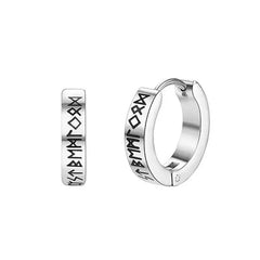 Viking Rune Hoop Earrings | Stainless Steel Norse Jewelry for Men and Women alternate view
