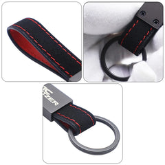 Leather Car Keychain | Premium BMW & Mini Key Ring Accessory close-up view