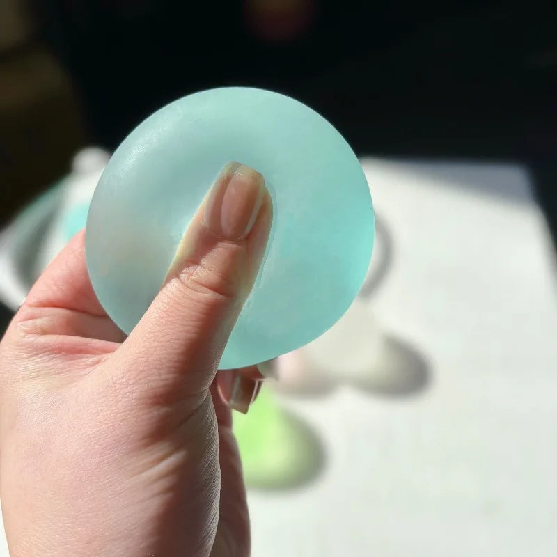 Squishy Blue Maltose Fidget Toy Soft Pink Mochi Sensory Squeeze Toy Coconut Oil Ball S close-up view