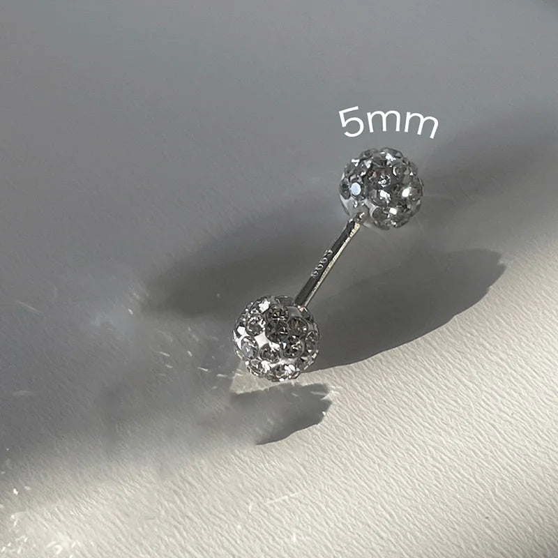 1 Pc Stainless Steel Unisex Women Men Round Crystal Zircon Ear Studs Earrings 4 Prong alternate view