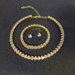 Light Luxury and Minimalist Rhinestone Necklace, Earrings, and Bracelet Are Suitable f close-up view
