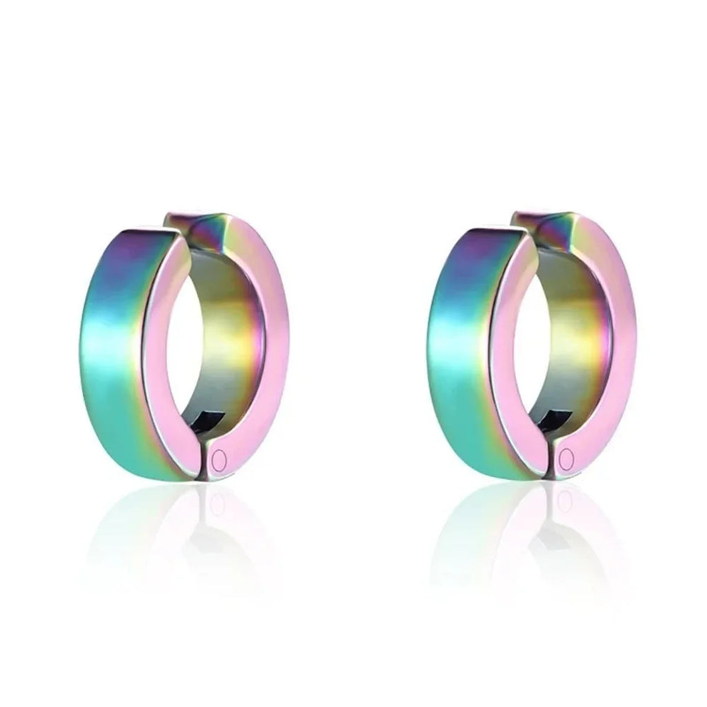 Stainless Steel Cuff Earrings for Men | Non Piercing Clip On Hoop Set detail view