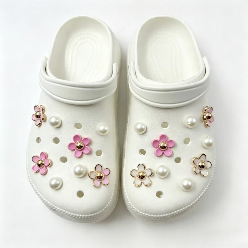 3D Daisy Pearl Shoe Charms Set for Slide alternate view