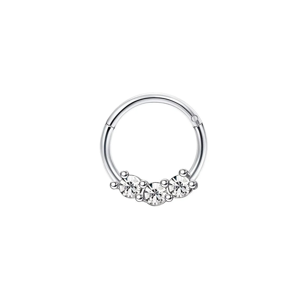 1-5pcs 16G Fashion 316L Stainless Steel CZ Hinged Septum Clicker Nose Hoop Rings,Dait alternate view