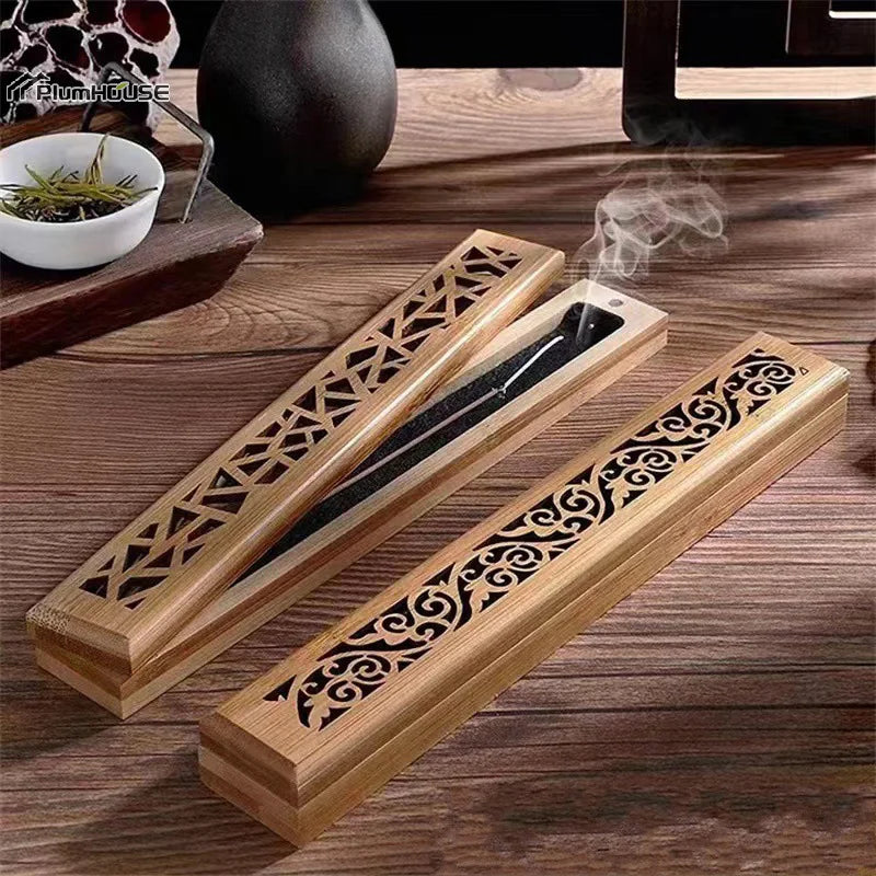 Natural Bamboo Incense Burner Holder with Storage Box | Aromatherapy Incense Tool alternate view