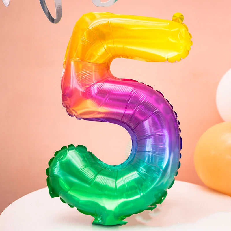 Rainbow Jelly Number Balloon 16 Inch | Birthday Party Decoration additional angle