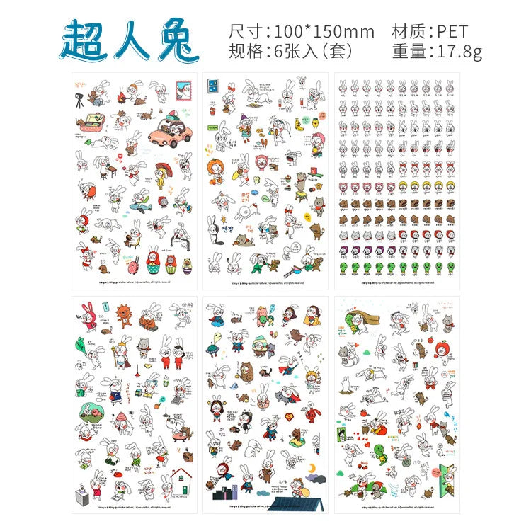 6Pcs Waterproof Cartoon Sticker Set | Cute DIY Decals for Laptops, Phones, and Planne lifestyle view