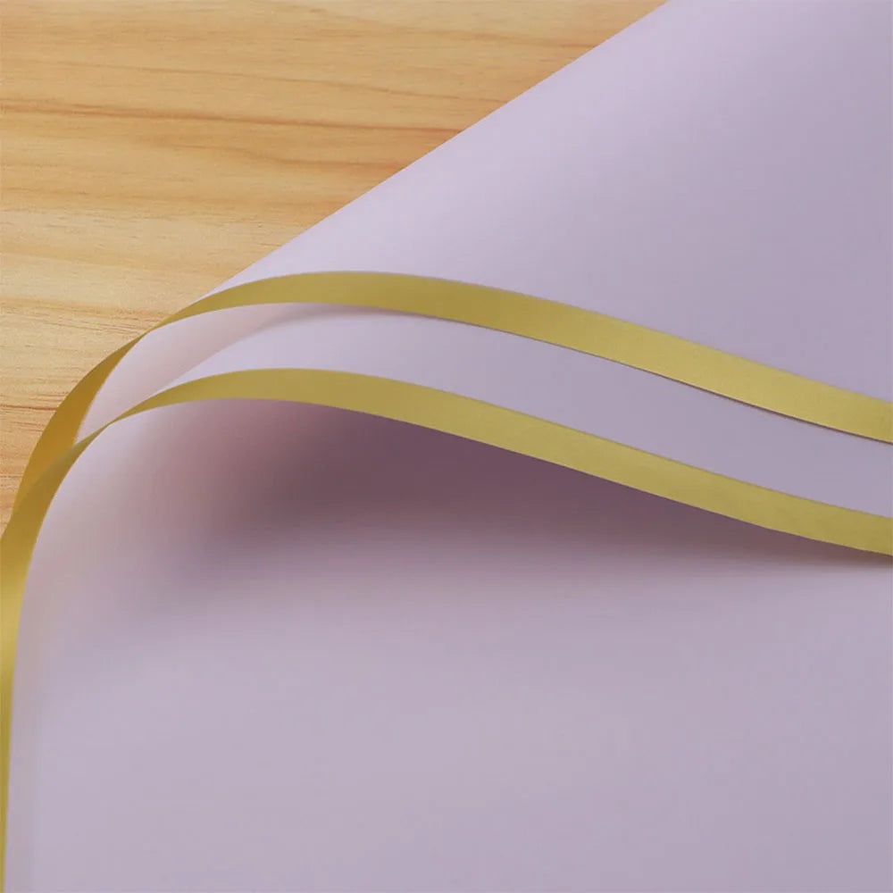 10 Sheet Half Transparent Flower Wrap Paper Golden Border Waterproof Bouquet Wrapping alternate view