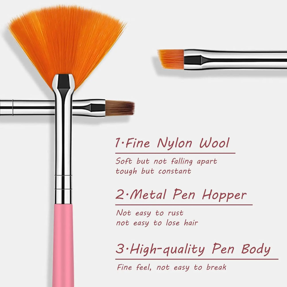 15Pcs Fine Detail Paint Brush Set Acrylic UV Gel Drawing Dotting Manicure Nail Art Des close-up view