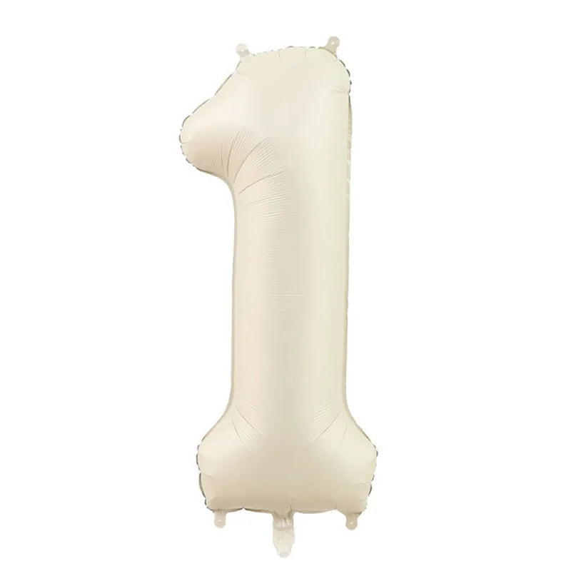 Cream Foil Number Balloons 1-9 Set | Large Digital Birthday Party Decor close-up view