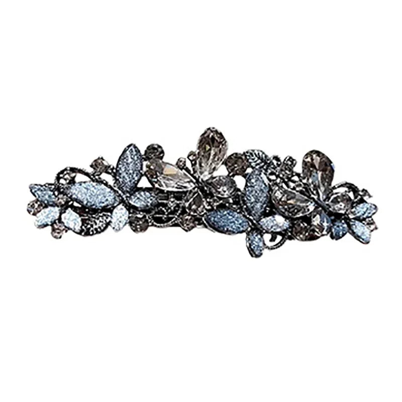 Elegant Glaze Crystal Butterfly Spring Clip Hairpin Fairy Women's Back of Head Half-tied Barrette France Style Hair Accessories