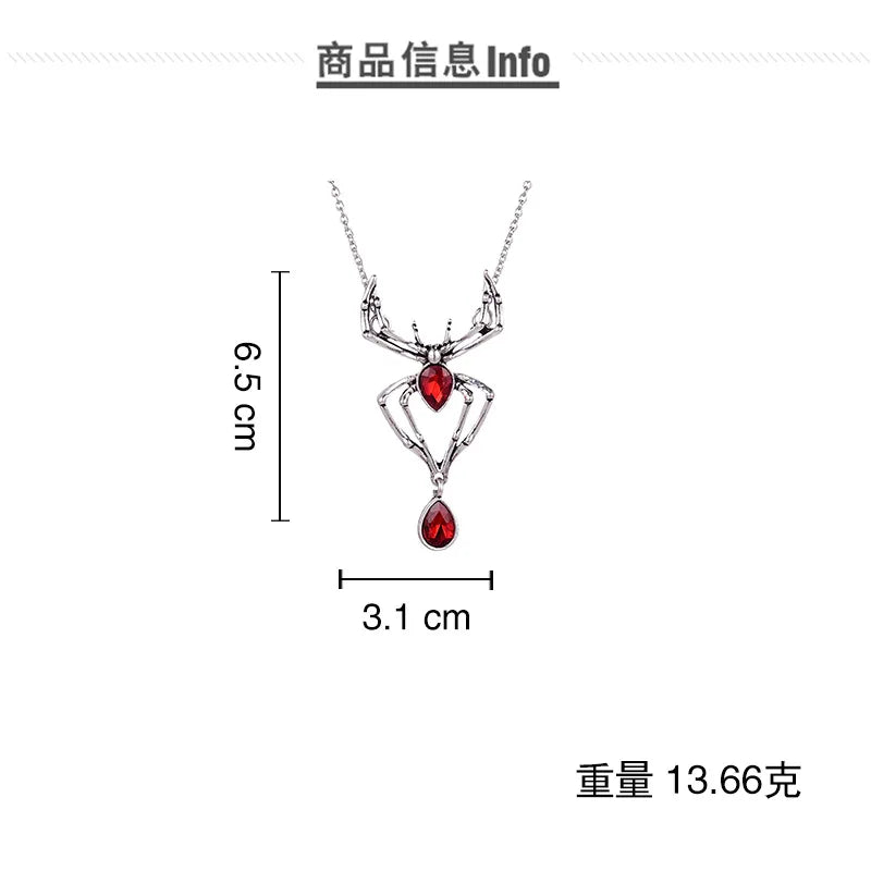 Gothic Crystal Spider Necklace For Women Girl Punk Accessories Halloween Jewelry Vintage Goth Choker Collar insect Necklaces