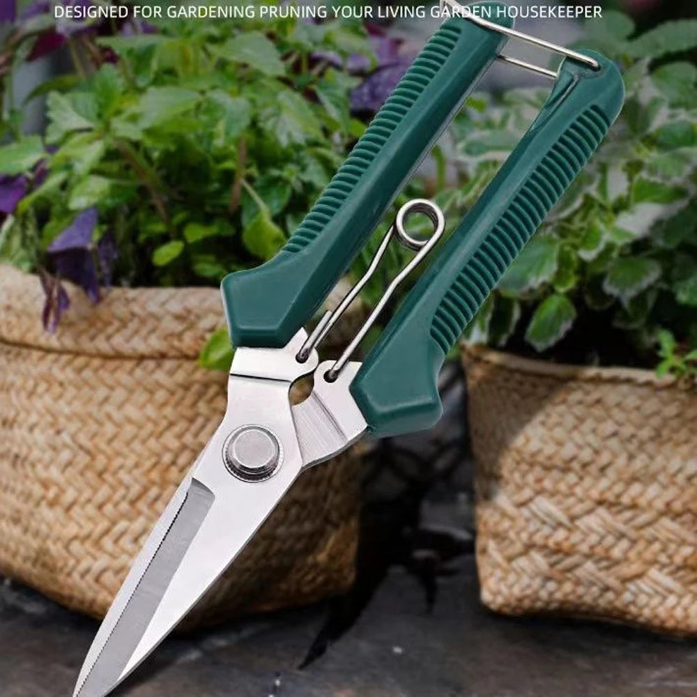 Garden Straight Head Pruning Shears Stainless Steel Non Slip Handle Secateurs Handy Tr close-up view
