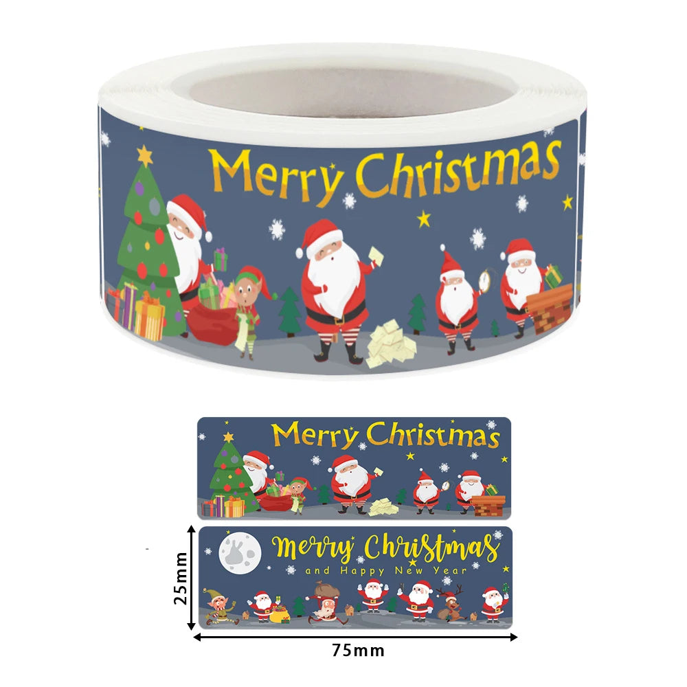 120Pcs Christmas Stickers Roll | Santa Claus Snowman Merry Christmas Gift Sealing S additional angle