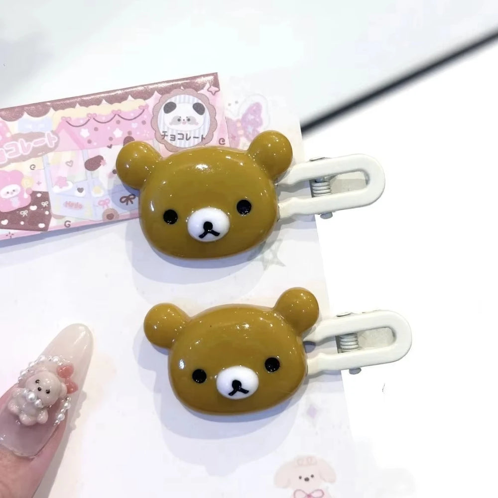 Cute Bear Hairpins Set Preppy Headdress Plastic Hair Sweet Accessories Friend Gifts lifestyle view