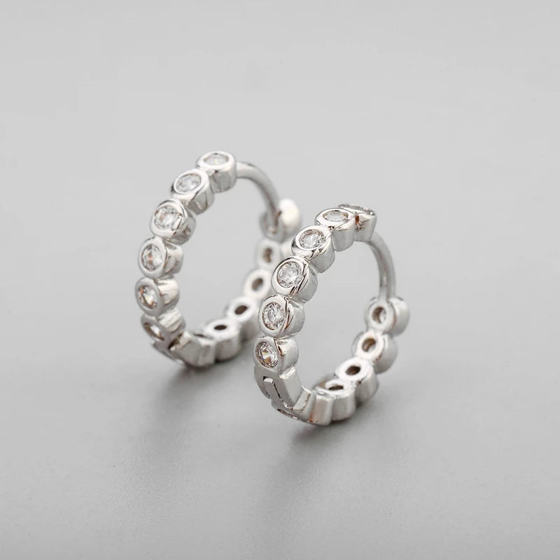 ANENJERY CZ Zircon Circle Hoop Earrings for Women Men Punk Trendy Party Accessories Fa close-up view
