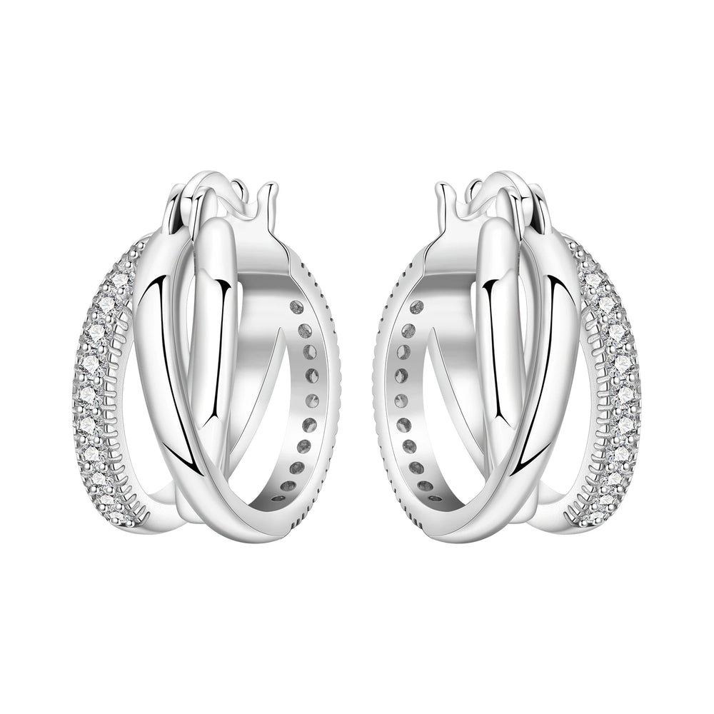 Orstarry S925 Sterling Silver Square Chain With Stone Inlaid Earrings Hoop Earrings For detail view