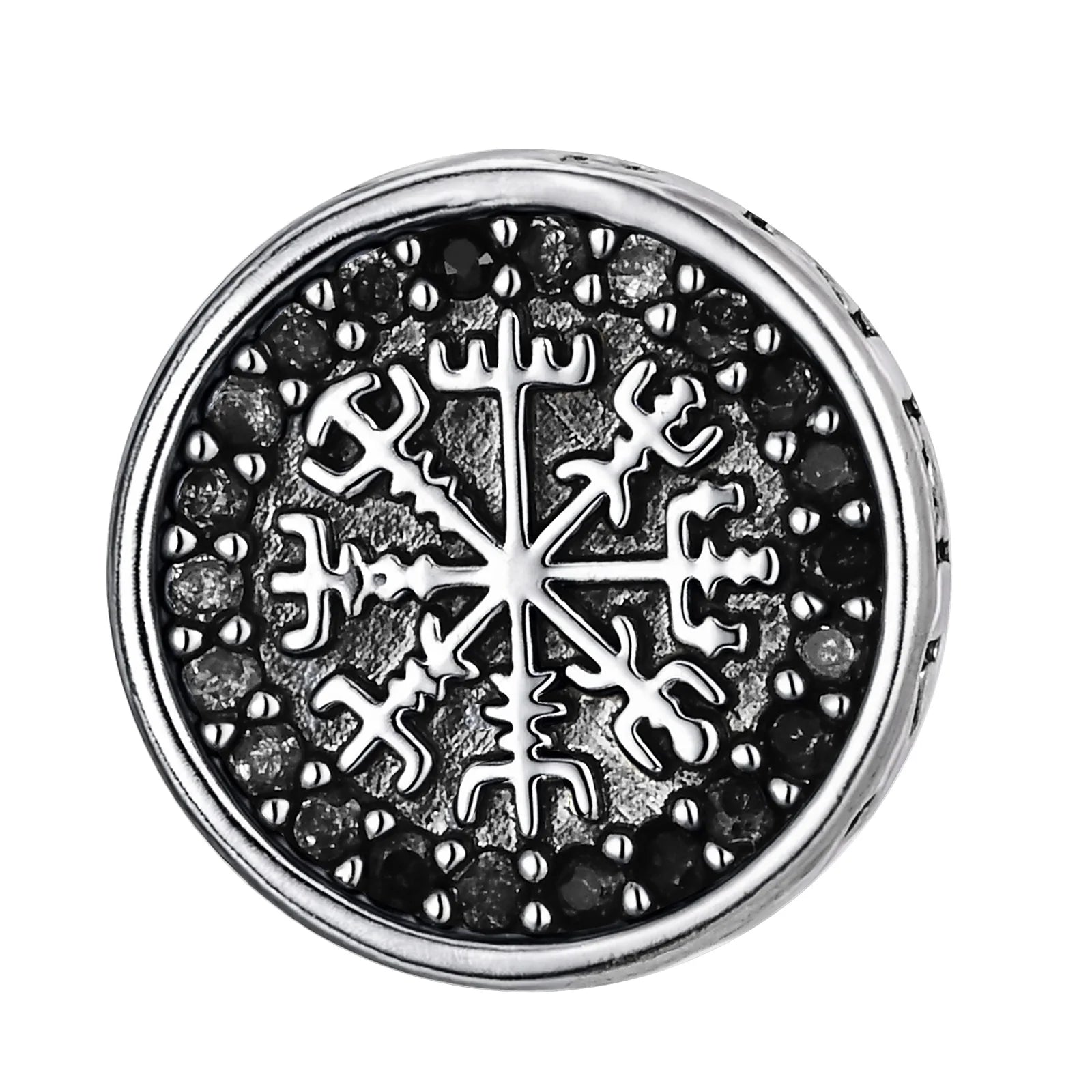 Vintage Gothic Norse Viking Stud Earrings for Men Boys, Rock Punk Runes Round Earri additional angle
